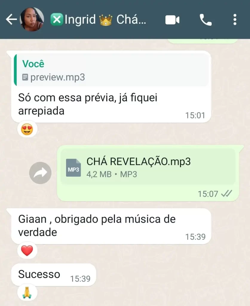 Musica para Cha Revelação Personalizada - Depoimentos 34