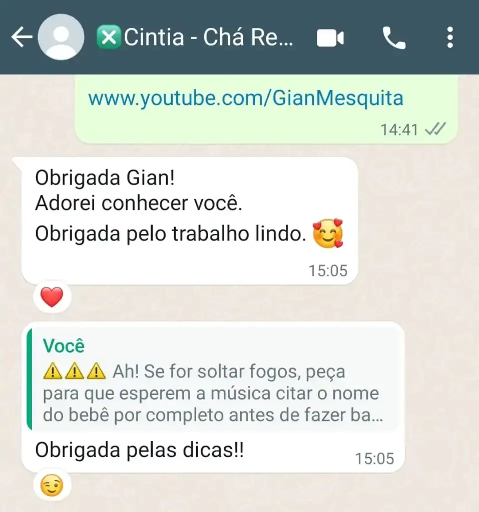Musica para Cha Revelação Personalizada - Depoimentos 26