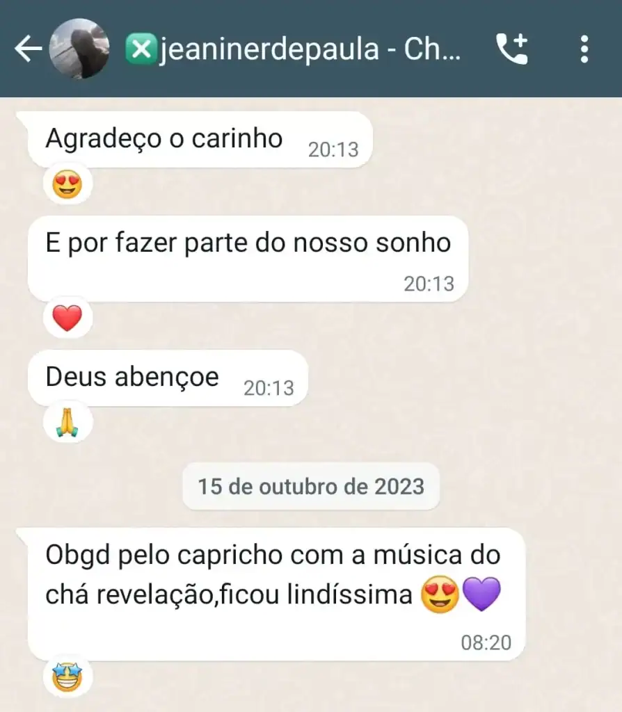 Musica para Cha Revelação Personalizada - Depoimentos 22