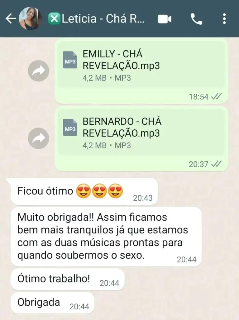 Musica para Cha Revelação Personalizada - Depoimentos 8
