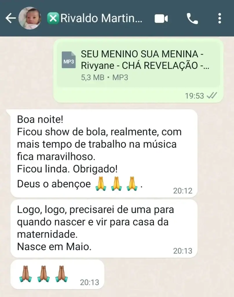 Musica para Cha Revelação Personalizada - Depoimentos 5